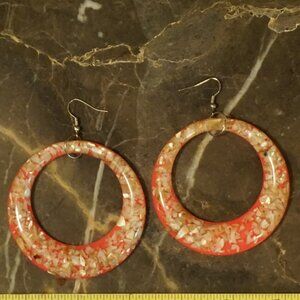 Vintage Retro Pink Plastic & Glitter Earrings